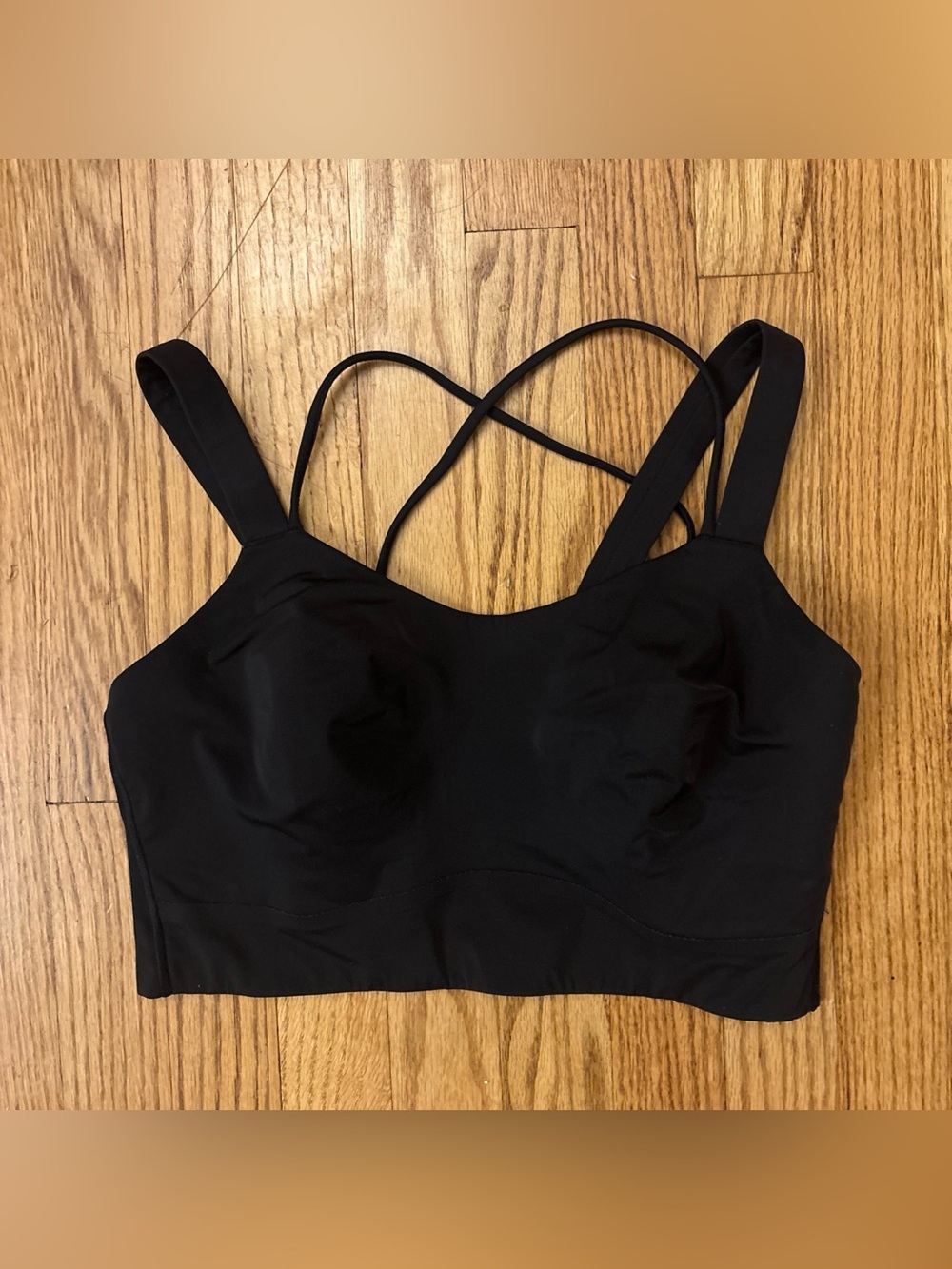 Lululemon Like a Cloud Longline Bra Black Strappy Yoga Sports Bra Size 10